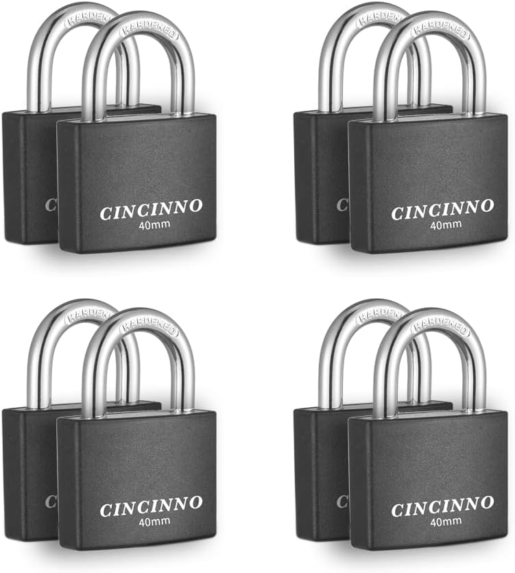 Covered Aluminum Padlock with Key, 8 Pack 1-9/16" Padlocks with Same Key，Key Lock for Outdoors