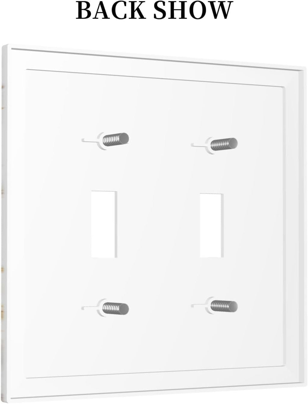 Luxurious Marble Abstract White Gold Tile Modern Simplicity Decorative Switch Plates 2 Gang Double Toggle Outlet Light Switch Cover Wall Plate Electrical Faceplate for Bathroom Kitchen Decor