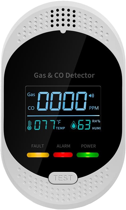 Natural Gas Detector，4-in-1 Carbon Monoxide Detectors Plug in，Combination Gas，Temperature Humidity Display，Carbon Monoxide Detectors & Gas Detector for Home，Apartment，RV