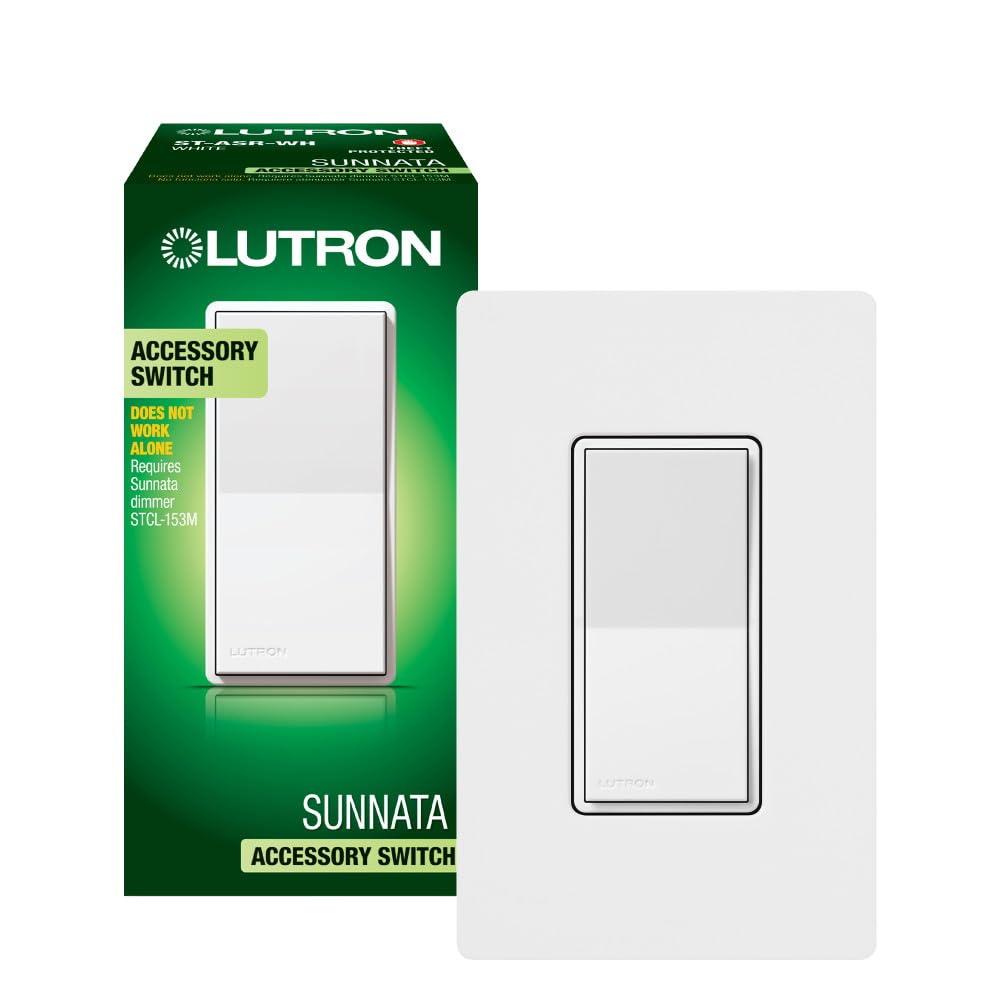 Lutron Sunnata On/Off Accessory Switch with Wallplate, only for use with Sunnata LED+ Dimmers, ST-ASW-WH, White