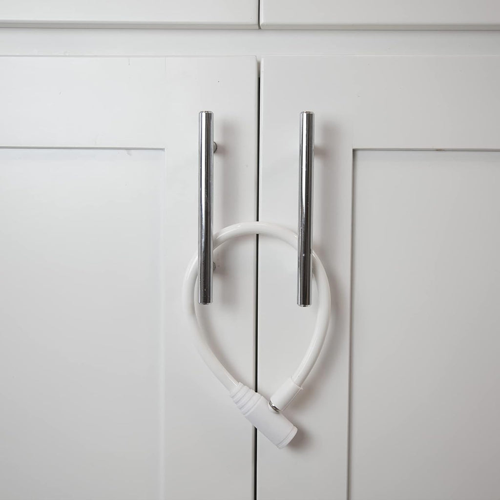 Urban August Child-Proof Refrigerator Lock for Kids & Adults - Lock for French Door Fridge and Cabinet (Regular, White - 2 Pack)