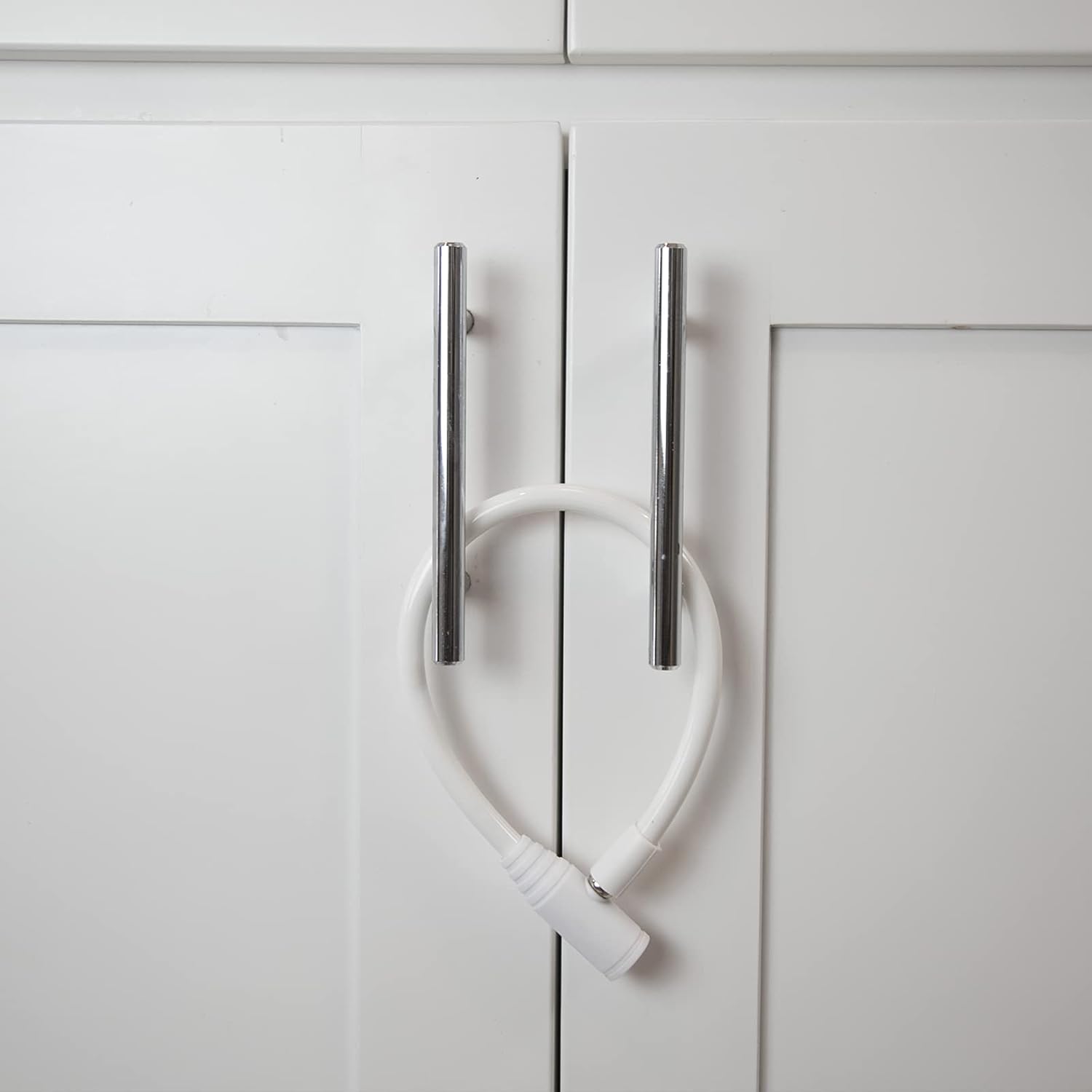 Urban August Child-Proof Refrigerator Lock for Kids & Adults - Lock for French Door Fridge and Cabinet (Regular, White - 2 Pack)