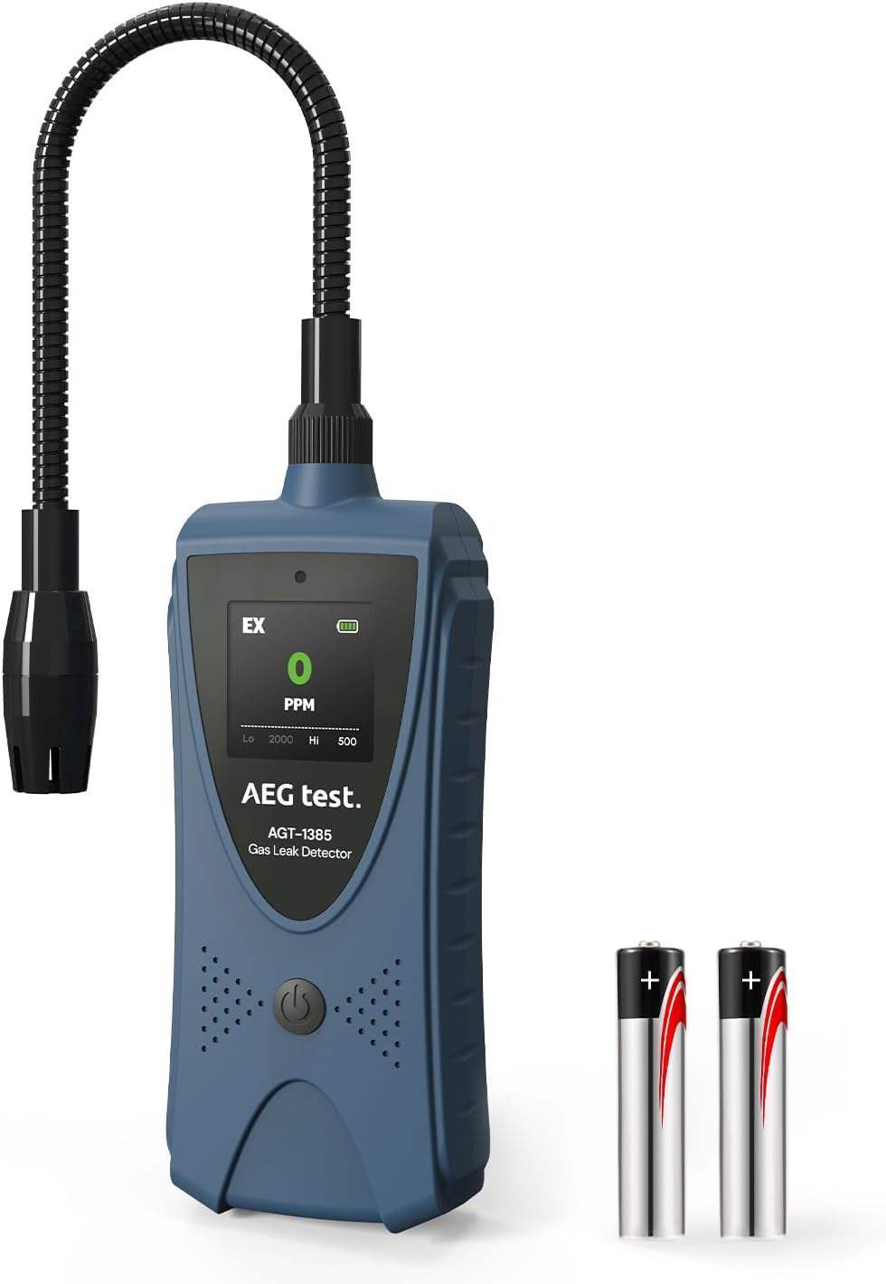 AGT-1385 Gas Leak Detector, Natural Gas Detector with 6.8-Inch Neck, Color Display, Visual & Audible Alarms for Methane, Propane & Other Combustible Leaks for Home & RV (Includes 2 Batteries)