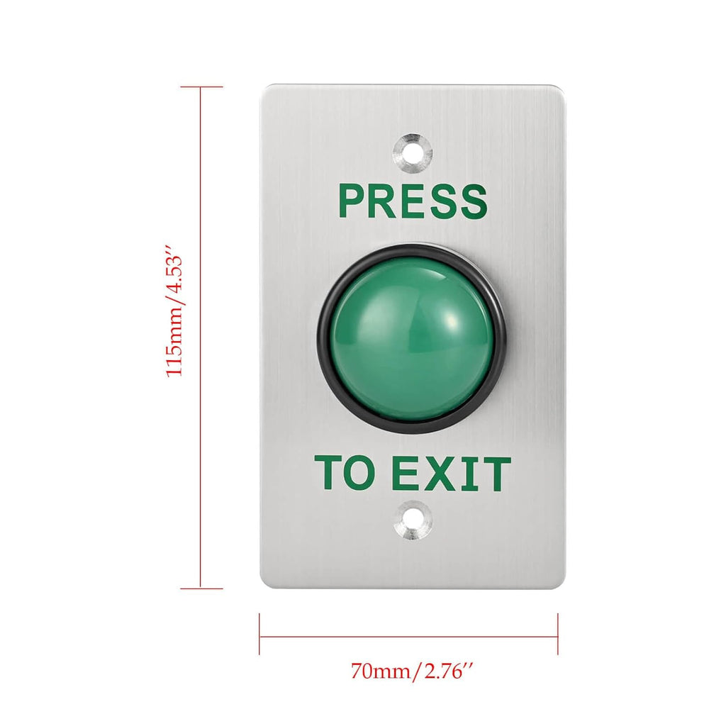 Push to Exit Button for Door Access Control Big Press Button IP68 Waterproof 304 Stainless Steel Shell NO/COM Output