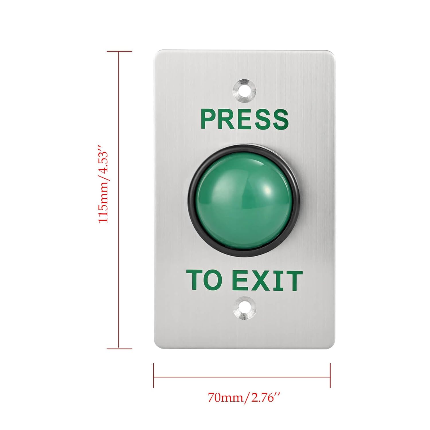 Push to Exit Button for Door Access Control Big Press Button IP68 Waterproof 304 Stainless Steel Shell NO/COM Output