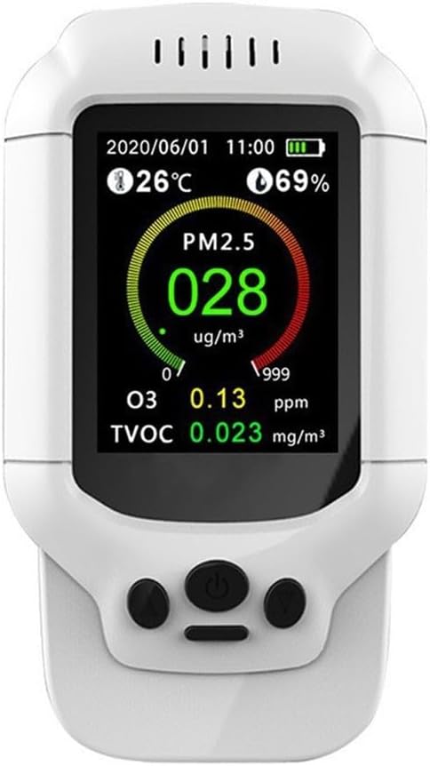 FABULETTA Portable Multifunctional Detector with PM2.5 TVOC Temperature and Humidity Sensors 2.8 Inch LCD USB Rechargeable 1200mAh Battery for Indoor Air Quality Monitoring
