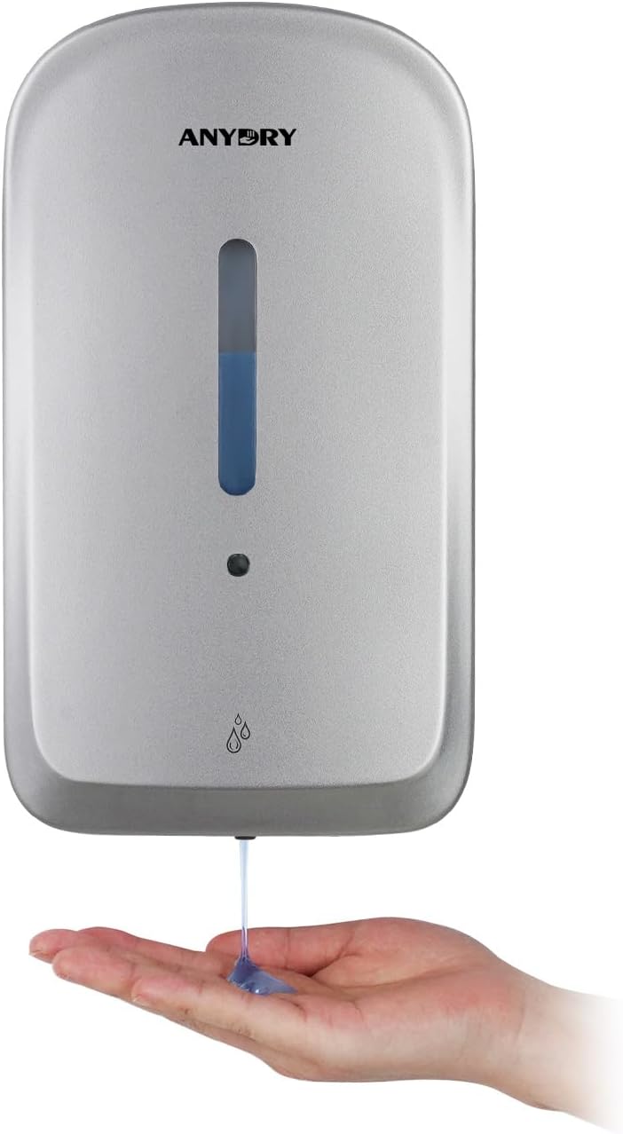 Commercial Automatic Soap Dispenser Large 34oz/1000ml Capacity Wall-Mounted Touchless Liquid Dispenser for High-Traffic Restrooms, Offices, Hospitals Model AD1220S Silver