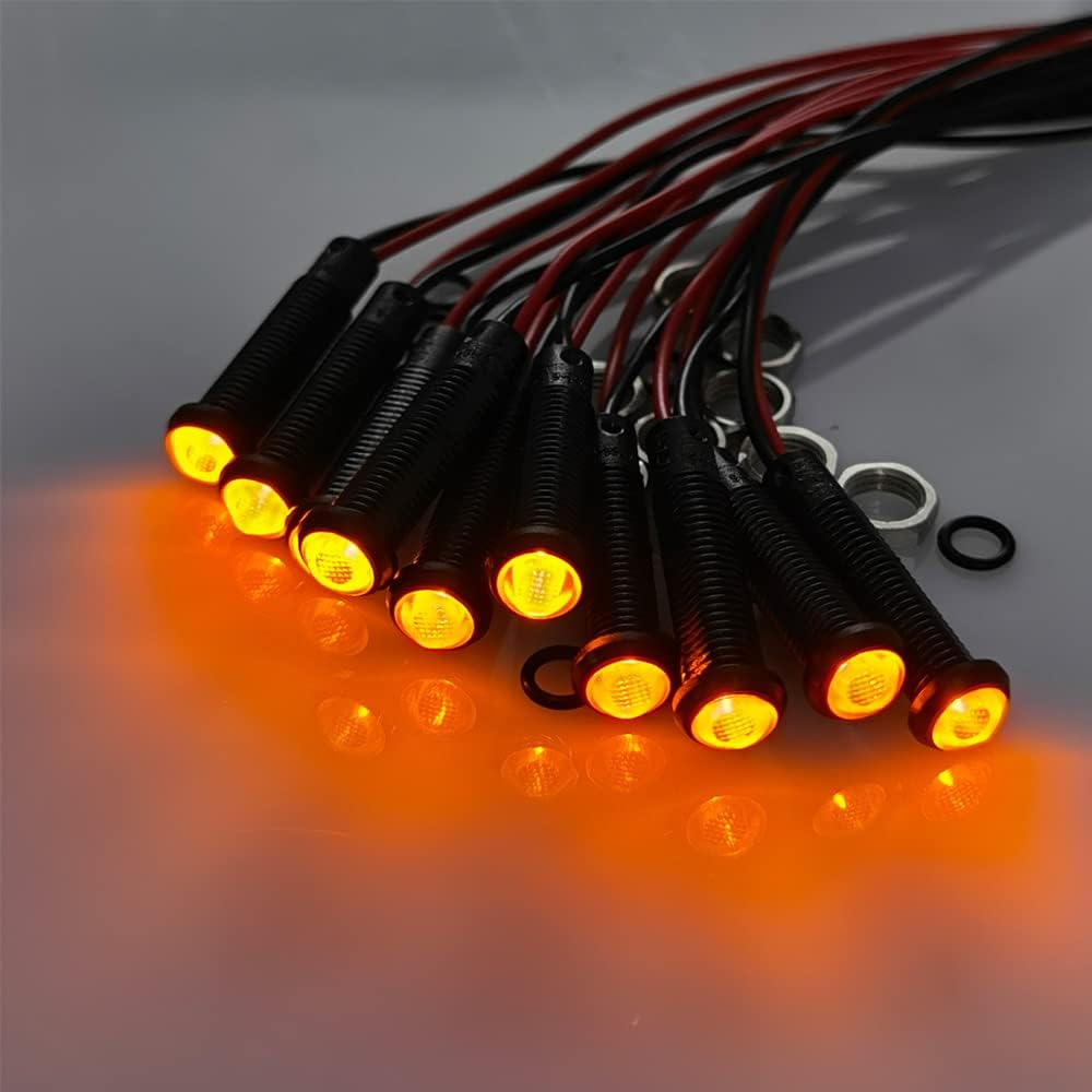10pcs LED Plastic Indicator Pilot Light AC/DC 12-24V Mounting Hole Size 6mm(Orange)