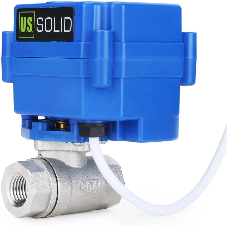 U.S. Solid Motorized Ball Valve- 1/4" Stainless Steel Ball Valve with Full Port, 9-24V AC/DC and 2 Wire Auto Return Setup