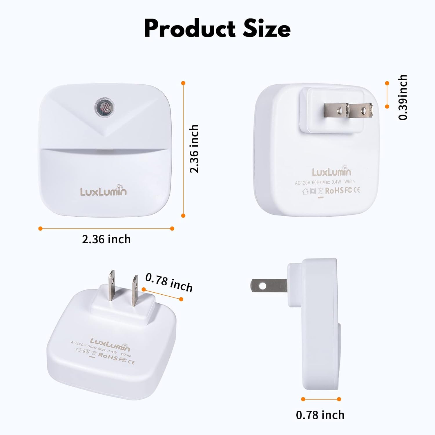 LED Night Lights Plug into Wall with Smart Dusk-to-Dawn Sensor, Automatically Turn on and Off,Night Light for Kids,Bedroom,Bathroom,Stairs,White, 4 Packs
