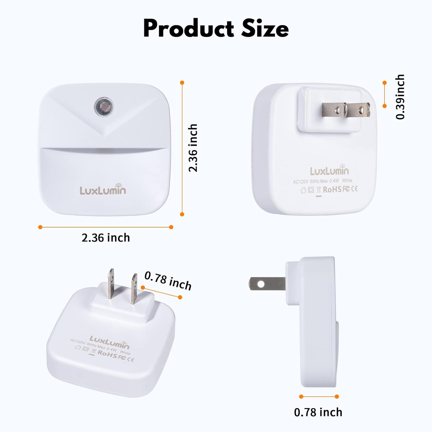 LED Night Light Plug into Wall with Smart Dusk to Dawn Sensor, Automatically Turn on and Off,Night Light for Kids,Bedroom,Bathroom,Stairs,Warm White, 4 Packs