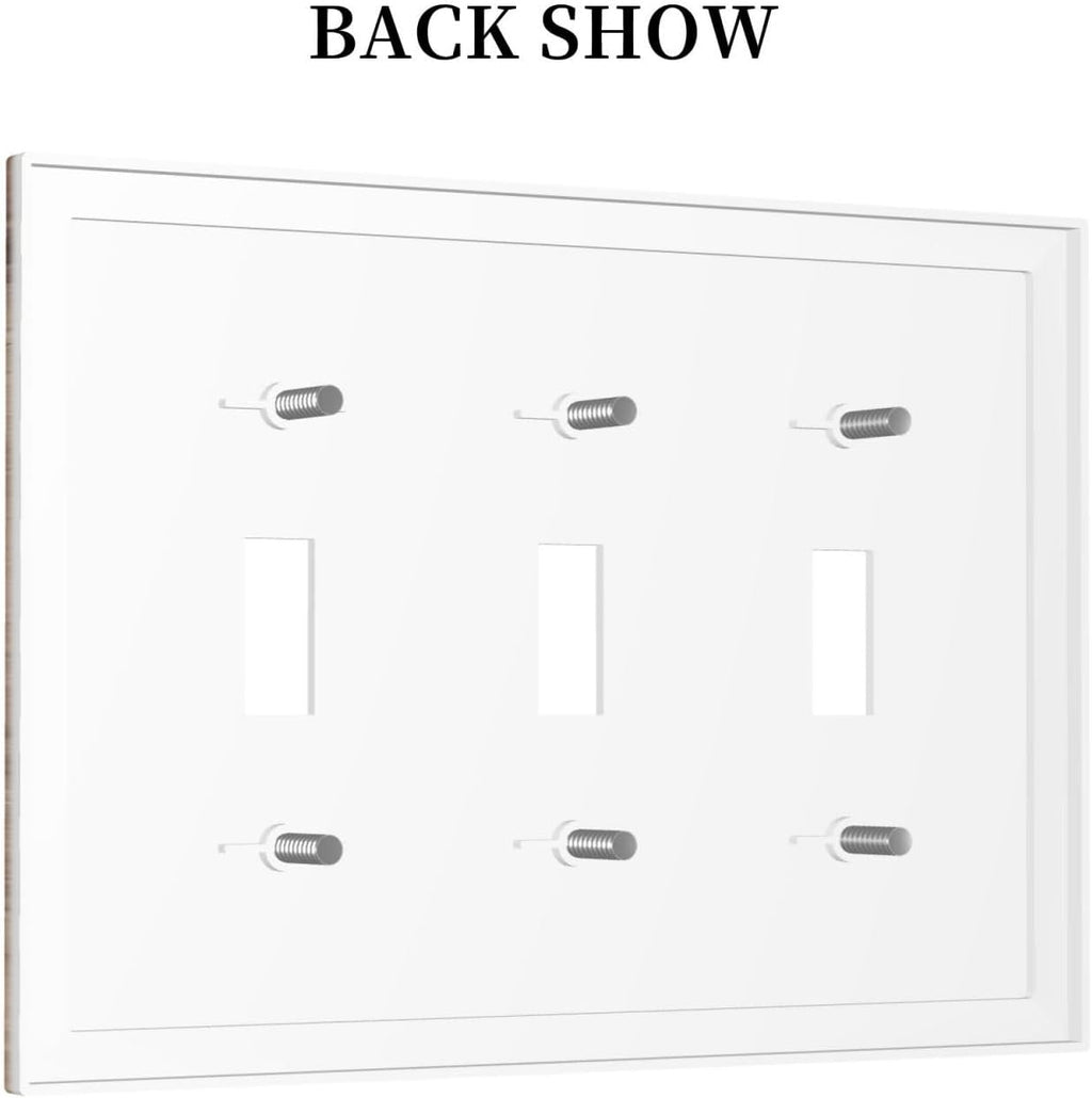 Decorative Switch Plates Rustic Brown Wood Grain 3 Gang Wall Plate Triple Toggle Light Switch Cover Faceplate Electrical Wall Panels for Farmhouse Kitchen Decor