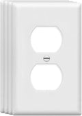 Duplex Wall Plates 1-Gang Switch Outlet Electrical Cover Plate Unbreakable Thermoplastic Faceplate for Light Receptacle Outlet Switch, White (4 Pack)