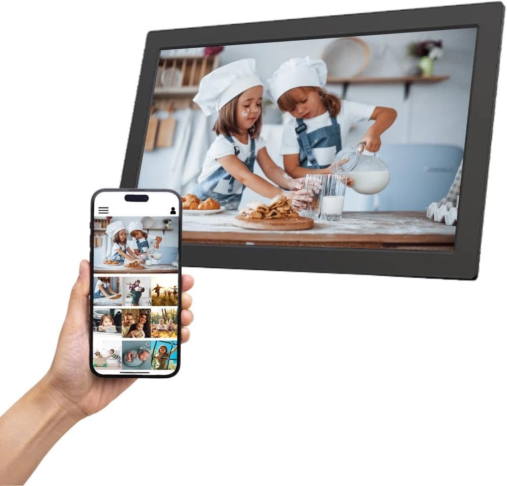 IMPECCA 10.1” Wi Fi Digital Picture Frame, Touch ScreenSmart Picture Frame, 32GB Storage up-to 50,000 Photos, Auto-Rotate, Slideshow, HD 1280x800 IPS Share via Frameo APP
