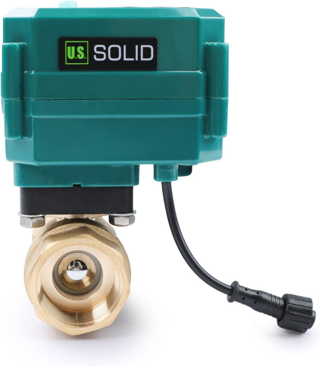 U.S. Solid 1" Smart Motorized Ball Valve - Remote App Mobile Control Brass Electrical Ball Valve with Manual Switch, 5V DC USB Connection