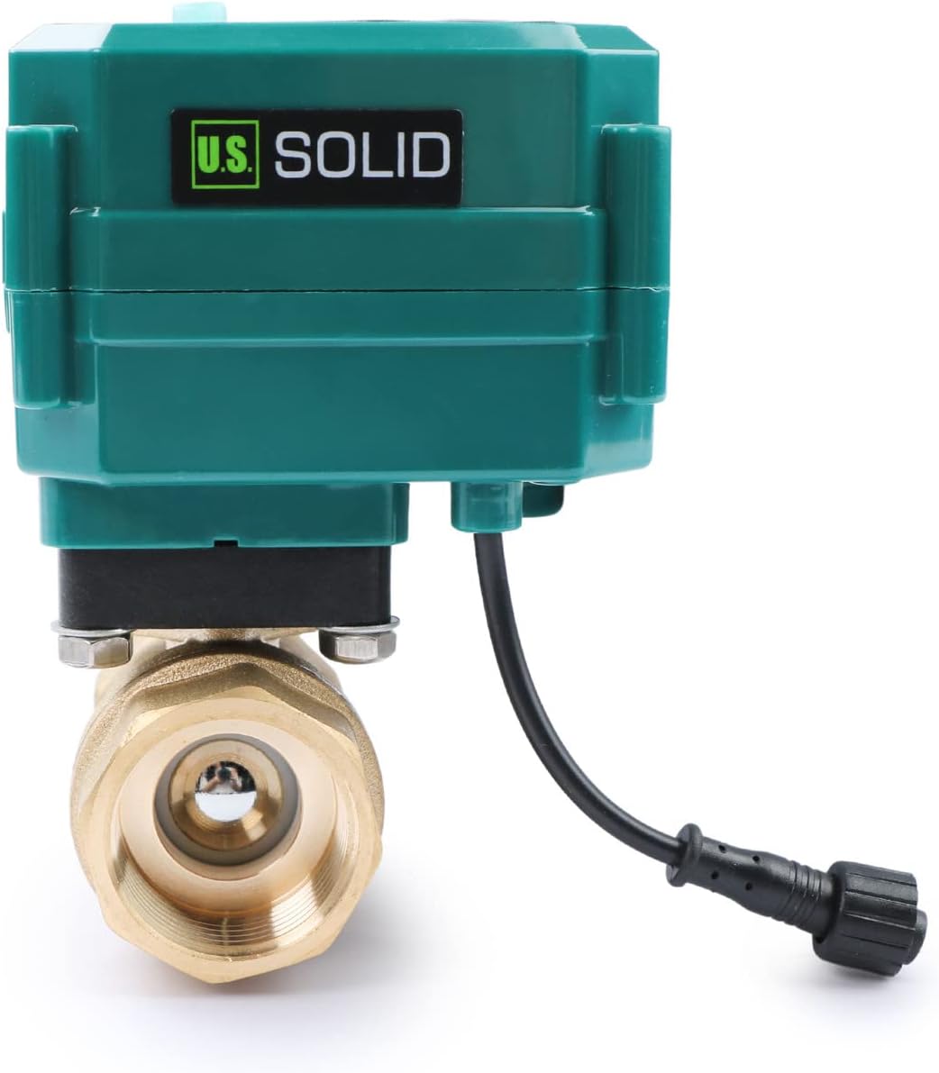 U.S. Solid 1" Smart Motorized Ball Valve - Remote App Mobile Control Brass Electrical Ball Valve with Manual Switch, 5V DC USB Connection