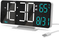 KOSUMOSU Digital Alarm Clocks 6.7in Small Digital Clock for Bedroom,Auto Dimming,Dual Alarm, Date, Seconds, Day of Week, Indoor Temperature,Desk Clock for Classroom,LED Clocks for Living Room