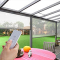 ZSHINE Hard-Wired Outdoor Snow Blocking Weatherproof Motorized Patio Roller Shades Remote Control for Porch Balcony Customized Size (White 30% Openness)