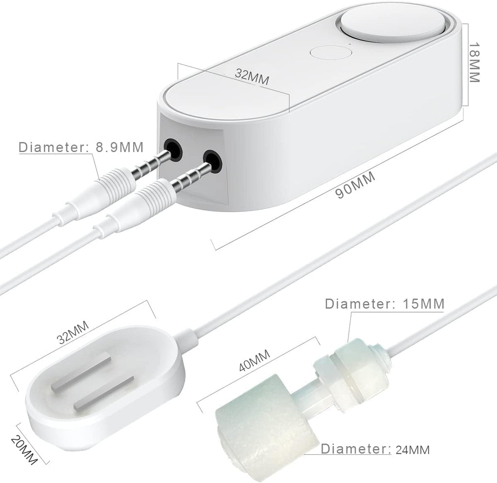 WiFi Water Leak / Water Level 2 in 1 Detector, Smart Water Sensor Alarms, Detached 16.4FT Dual Detection Line, Left and Right Dual Alarms, Remote App Monitoring, Dual Alerts, AAA Battery Powered