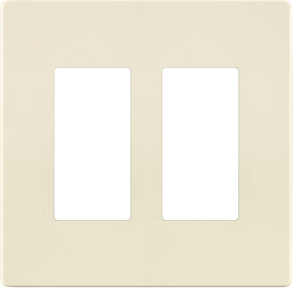 LIDER Matte Finish Decorator Switch Cover, Screwless Wall Plate, Mid-Size 2-Gang 4.88" x 4.92", Unbreakable Polycarbonate Thermoplastic, UL Listed, LSWP-32M-LA, Light Almond