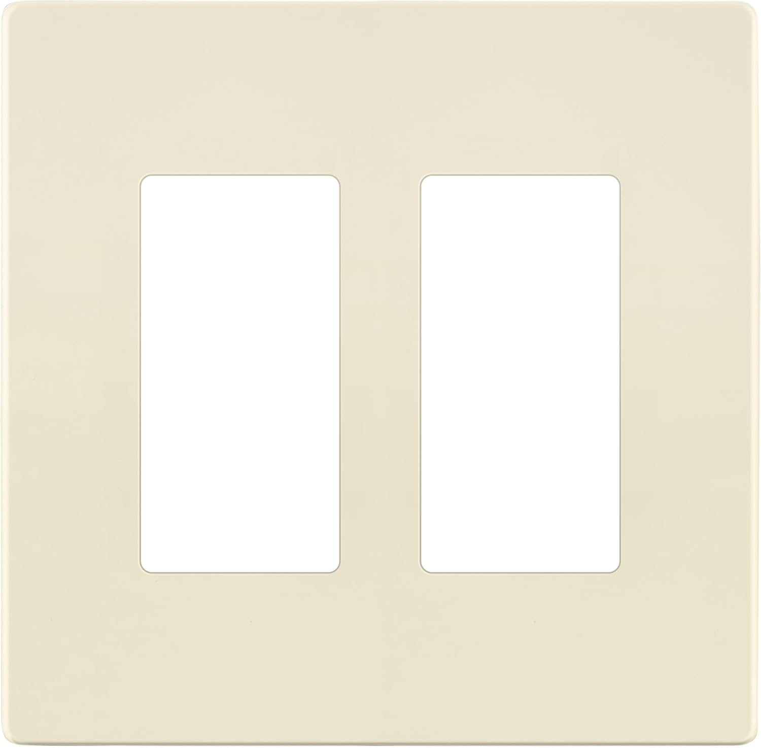 LIDER Matte Finish Decorator Switch Cover, Screwless Wall Plate, Mid-Size 2-Gang 4.88" x 4.92", Unbreakable Polycarbonate Thermoplastic, UL Listed, LSWP-32M-LA, Light Almond