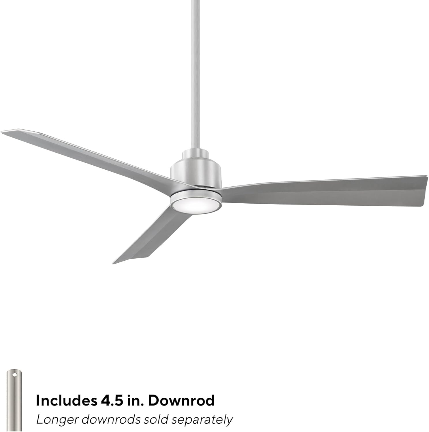 Clean Indoor/Outdoor 3-Blade Smart Compatible Ceiling Fan 52in Brushed Aluminum with 3000K LED Light Kit and Remote Control with Wall Cradle. Works with iOS/Android, Alexa, and Google Assistant.