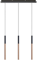 ALTAIR 3 Mini Pendant Lighting Black-Copper - LED Hanging Light Fixture for Kitchen Island, Bar, Foyer - Cluster Pendants - Dimmable, Adjustable Wire, Lamp Bulb Included