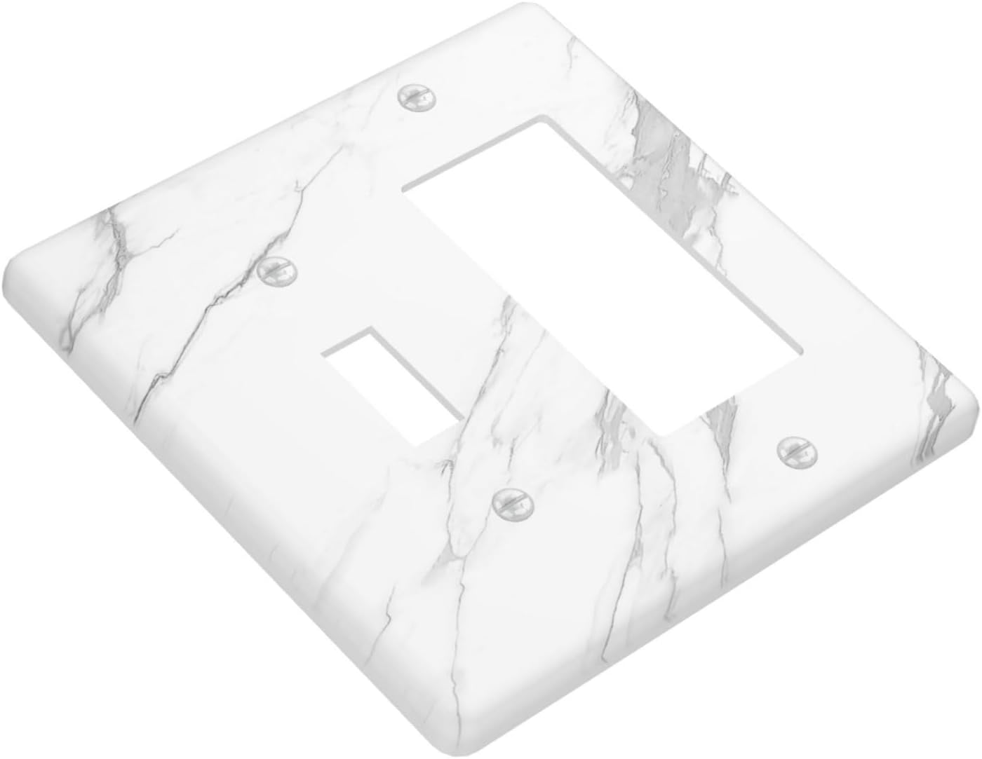 Outlet Covers Modern White Gray Marble 1 Toggle 1 Rocker Combination Decorative Wall Plate Electrical Switch Plates Light Switch Cover Plate for living Room Bathroom Decor