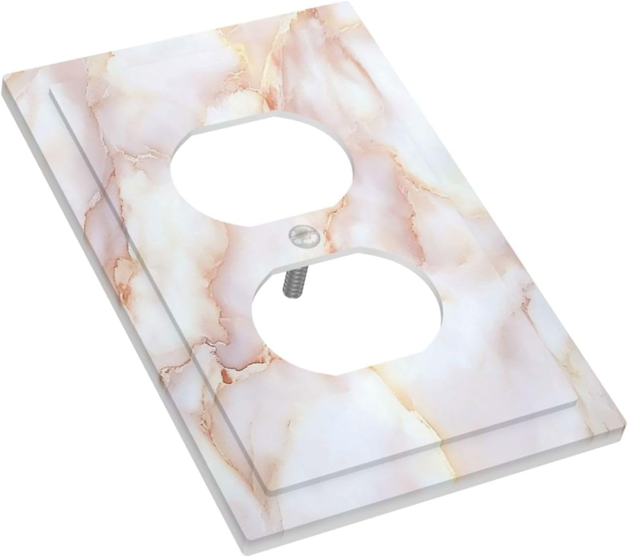 Outlet Covers Pink Jade Marble Granite 1 Gang Duplex Light Switch Cover Decorative Switch Plates Electrical Receptacle Faceplate Wall Plate For Bathroom Kitchen Decor