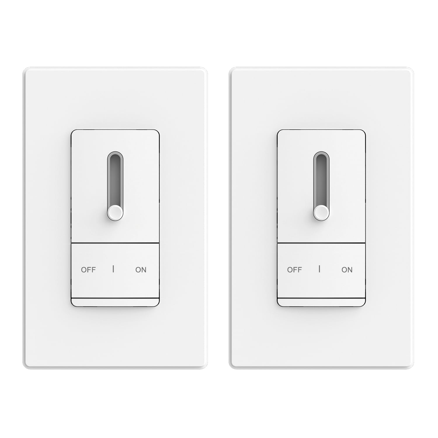 ELEGRP Slide Dimmer Switch for Dimmable LED, CFL and Incandescent Light Lamp Bulbs, Single Pole or 3-Way, Full Control with Preset, Rocker Paddle, Wall Plate Included, UL Listed (2 Pack, Matte White)