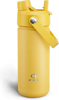 ENCOOL Insulated Water Bottle with Straw Stainless Steel Water Bottle, Leak-Proof, BPA-Free, Double Wall Vacuum Keeps Cold for 24 Hours for Sports, Travel, School (18 oz, Elfin Yellow)