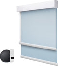 ZSTARR Motorized Day and Night Dual Smart Blind for Window with Valance Rechargeable Motor,Blackout Roller Shade Custom Size,with Valance Suitable for Home,Office (Full Blackout Light Blue)