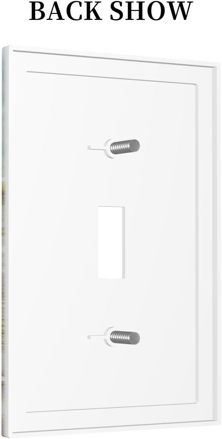 Decorative Light Switch Cover Beach Ocean Lighthouse Seashells 1 Gang Single Toggle Device Electrical Faceplate Switchplates Decorator Outlet Wall Plate For Bed Room Living Room Decor