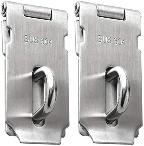 Alise 2pcs Door Locks Hasp Latch,3 Inch SUS 304 Stainless Steel Safety Packlock Clasp Hasp Lock Latch,with Fixing Screw for External Doors Window Cabinet Pet Cage, Brushed Nickel MS9-3A-2P