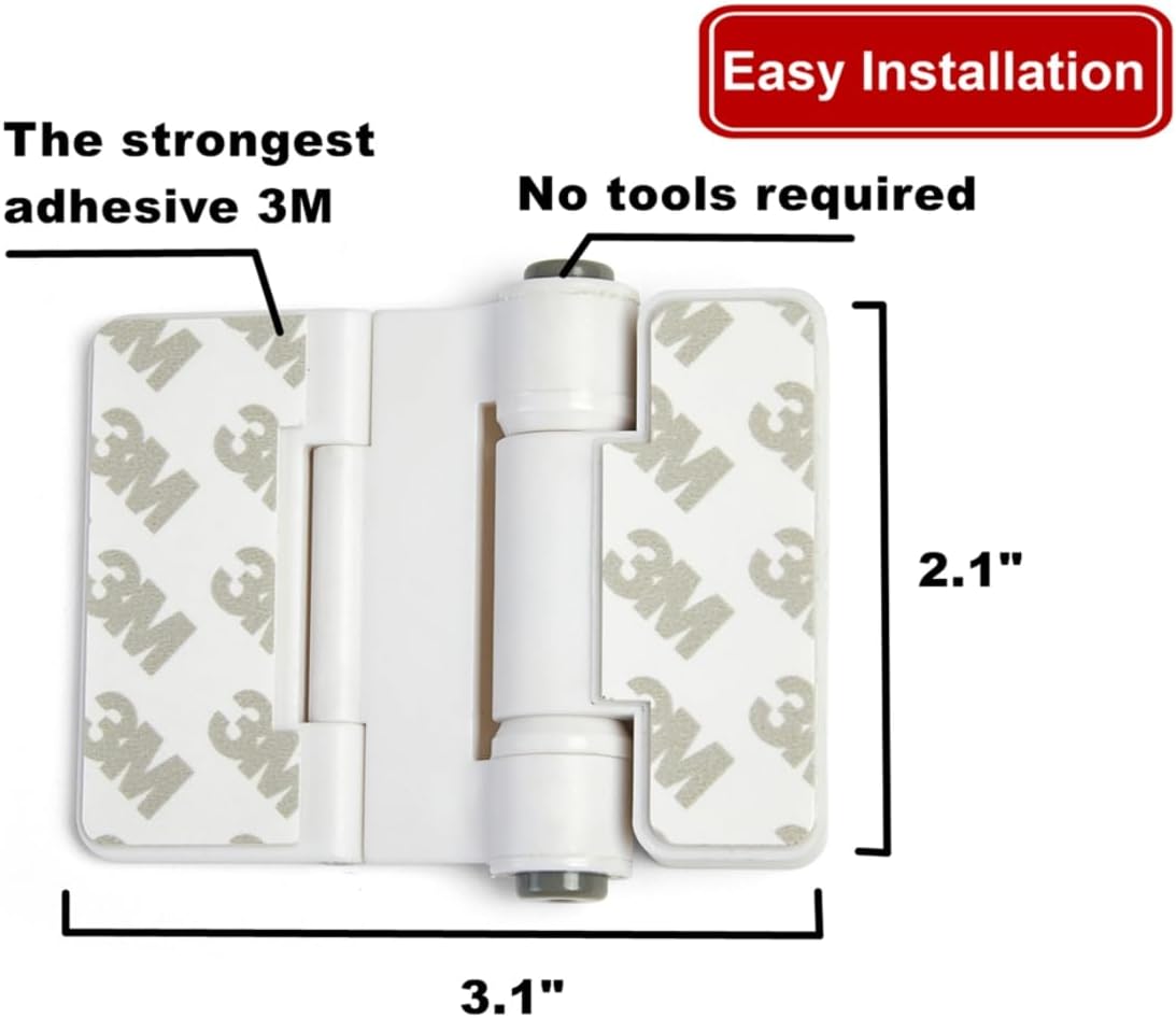 Refrigerator Adhesive Locks Double Button Fridge Door Lock with Key, Child Proof Freezer Cooler Door Lock, Child Baby Safety File Drawer Lock and Cabinet Locks (White, 2)
