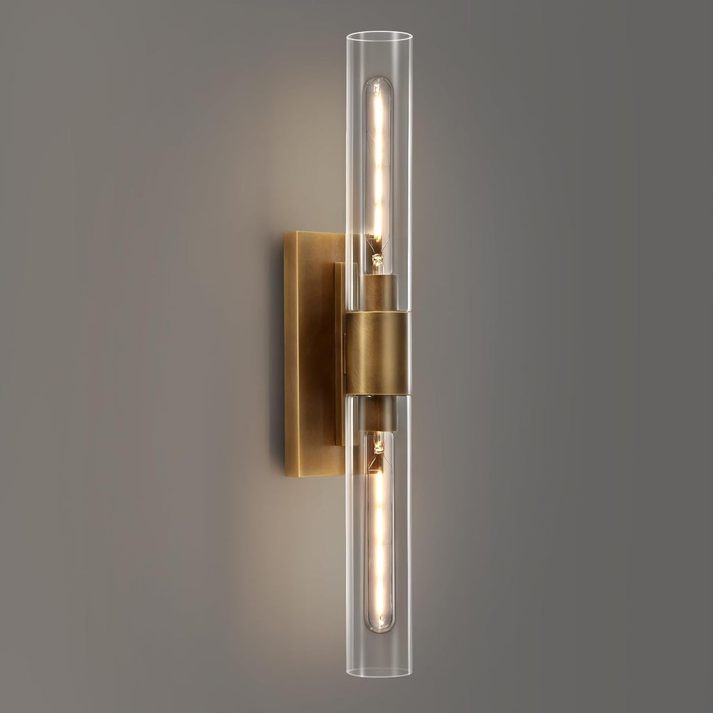 24.8" L Minimalist Style Wall Sconces 2-Lights Brass Wall Lights Fixtures Morden Cylinder Wall Light for Bathroom Vanity Light Indoor Wall Mounted Lamps for Living Room,Bedroom,Hallway