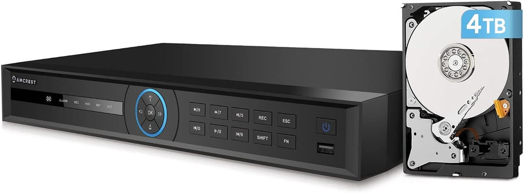Amcrest 4K 32-Channel AI NVR (16-Port PoE) Smart NVR, Facial Recognition, Facial Detection & Vehicle Detection - Supports 32 x 4K IP Cameras, Pre-Installed 4TB Hard Drive NV4232E-16P-EI-4TB