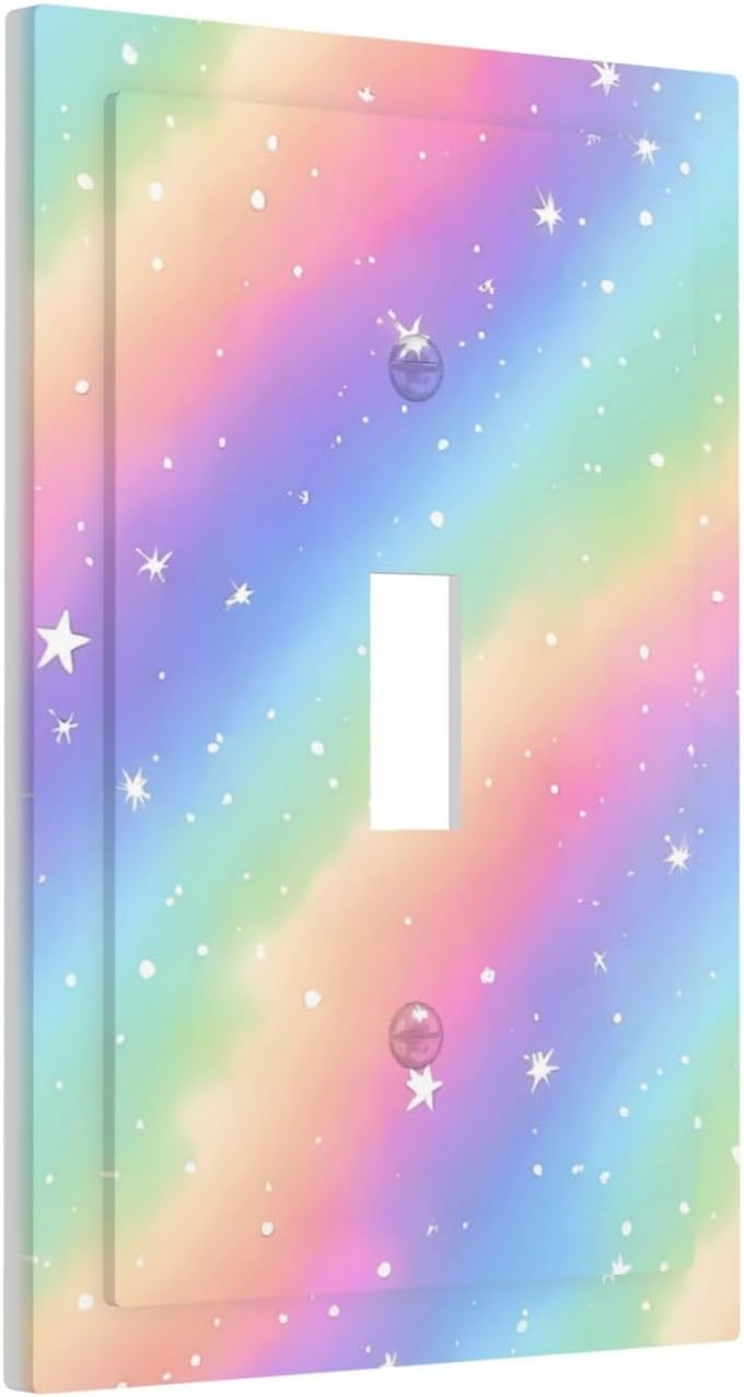 Decorative Light Switch Cover Plate Pink Blue Purple Iridescent Rainbow 1 Gang Single Toggle Wall Plates for Electrical Outlet Covers Switch Plate Covers Faceplate for Bedroom Home Decor