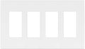 LIDER Matte Finish Quadruple Decorator Switch Cover, Screwless Wall Plate, Mid-Size 4-Gang 4.88" x 8.58", Polycarbonate Thermoplastic, UL Listed, LSWP-34M-W, White