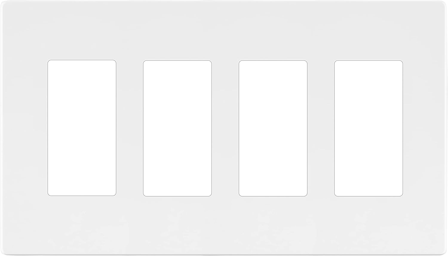 LIDER Matte Finish Quadruple Decorator Switch Cover, Screwless Wall Plate, Mid-Size 4-Gang 4.88" x 8.58", Polycarbonate Thermoplastic, UL Listed, LSWP-34M-W, White