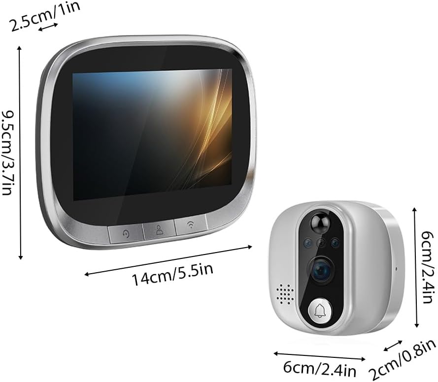 Smart Video Doorbell Camera, WiFi Door Peephole Camera with 4.3in Display Monitor, Tuya APP Wireless Digital Door Viewer, Integrated Doorbell and Night Vision, Rechargeable 3500Ah Battery