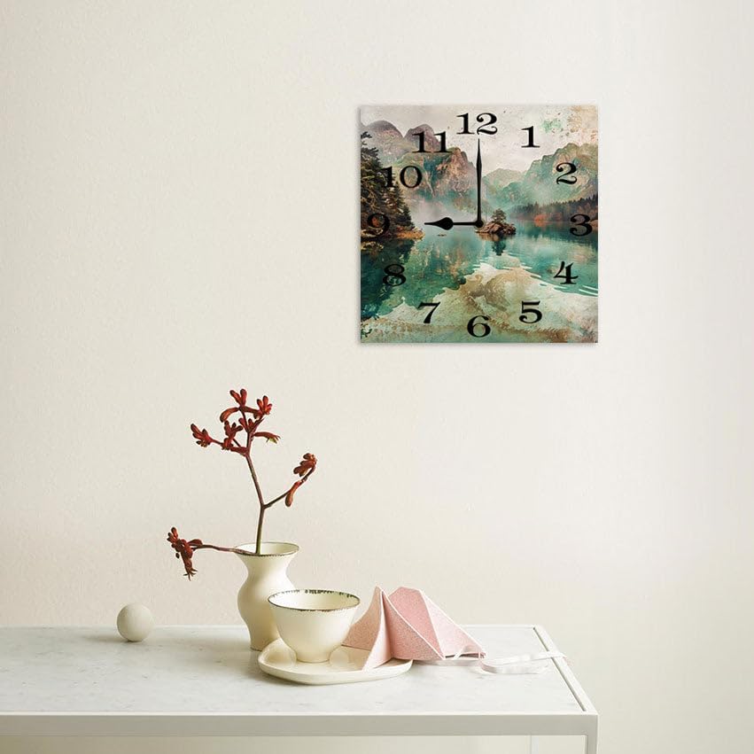 10 in Cosmic Connection -218 Wood Wall Clock – Digital Time Display, Smart Home Compatible for Bedside or Workspace