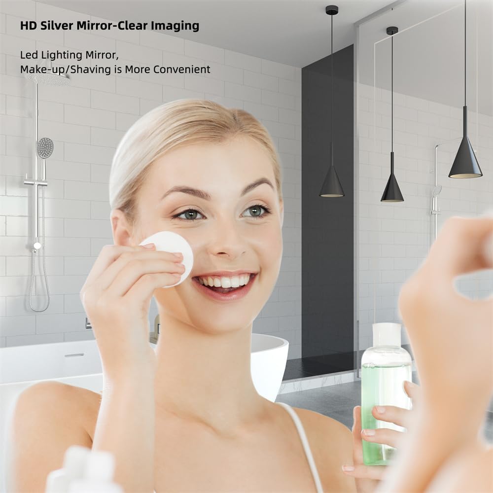 55" x 32" LED Bathroom Mirror LED Wall-Mounted Anti-Fog Mirror Mirror with Lights LED Vanity Mirror Dimmable Lighted Mirrors