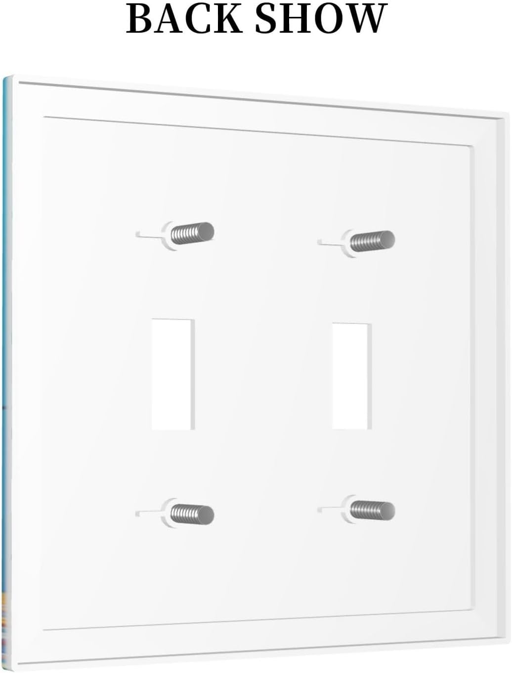 Decorative Light Switch Cover Plate Colorful Paint Splatters Blue Wood Plank 2 Gang Wall Plate Oversized Double Toggle Two Switch Wall Cover Plate Dual Device Faceplate