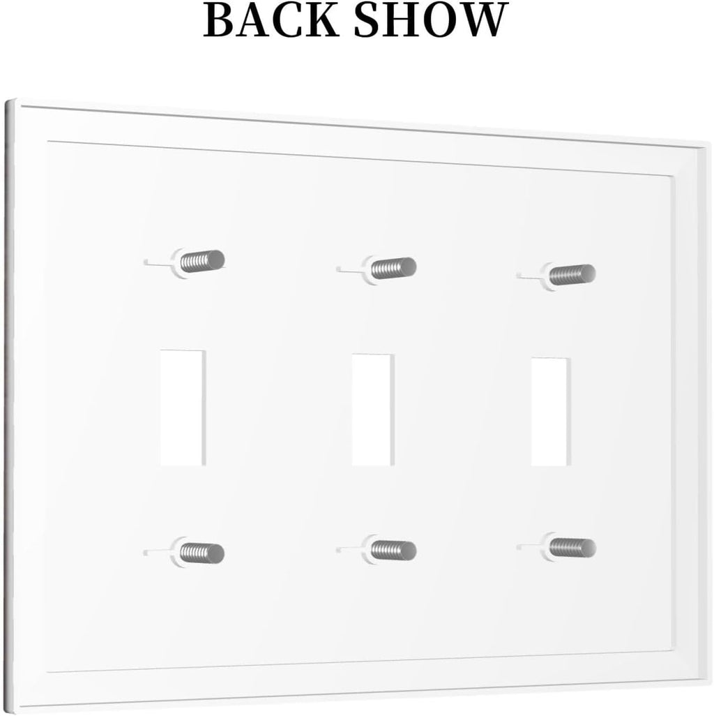Decorative Light Switch Cover Plate Vintage Brown Farmhouse Barn Door 3 Gang Wall Plates for Electrical Outlets Triple Toggle Switch Plate Covers Outlet Covers Faceplate for Bedroom Home Decor