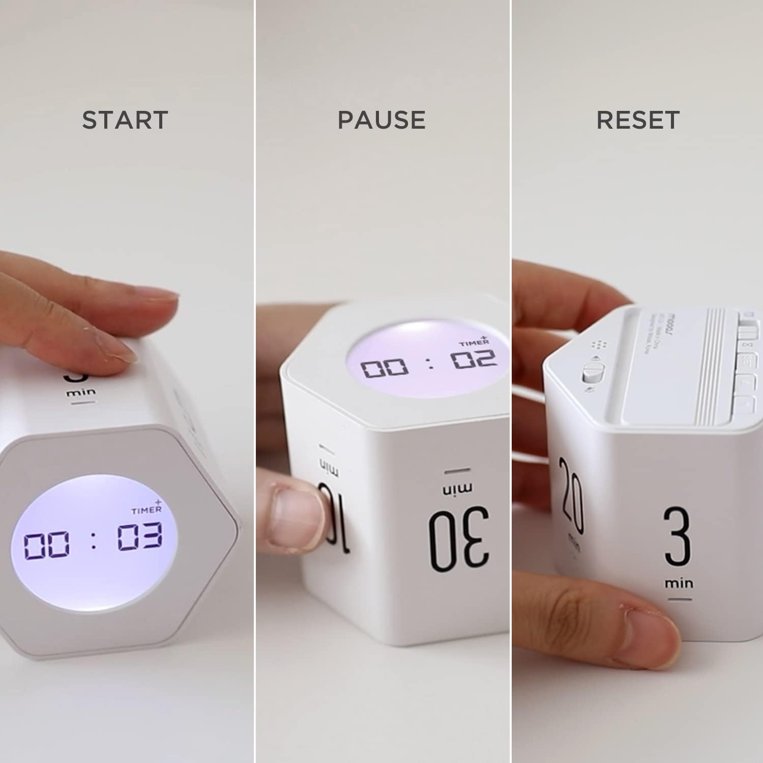 Mooas Multi-Hexagon Clock Cube, Digital Clock, Pomodoro Timer with Backlight 12/24H Count up & Countdown, Flip Timer, Various Time Presets - Ideal for Classroom, Gym, Office (Yellow)