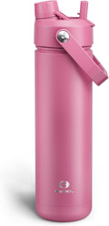 ENCOOL Insulated Water Bottle with Straw Stainless Steel Water Bottle, Leak-Proof, BPA-Free, Double Wall Vacuum Keeps Cold for 24 Hours for Sports, Travel, School (26 oz, Turkish Rose)