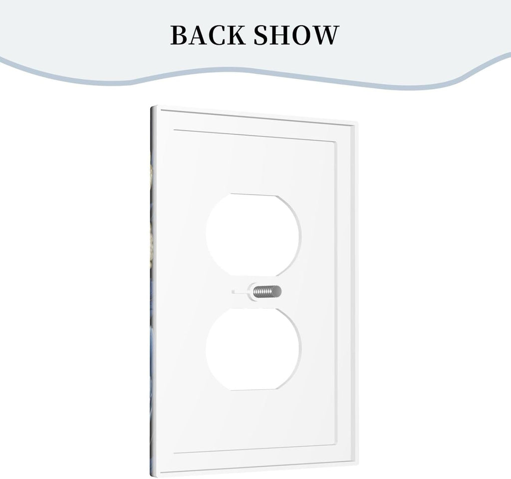 Blue White Flowers Light Switch Cover 1 Gang Outlet Plate Single Duplex Wall Plate Covers Decorative Switchplate Covers Electrical Faceplate for Home Decor
