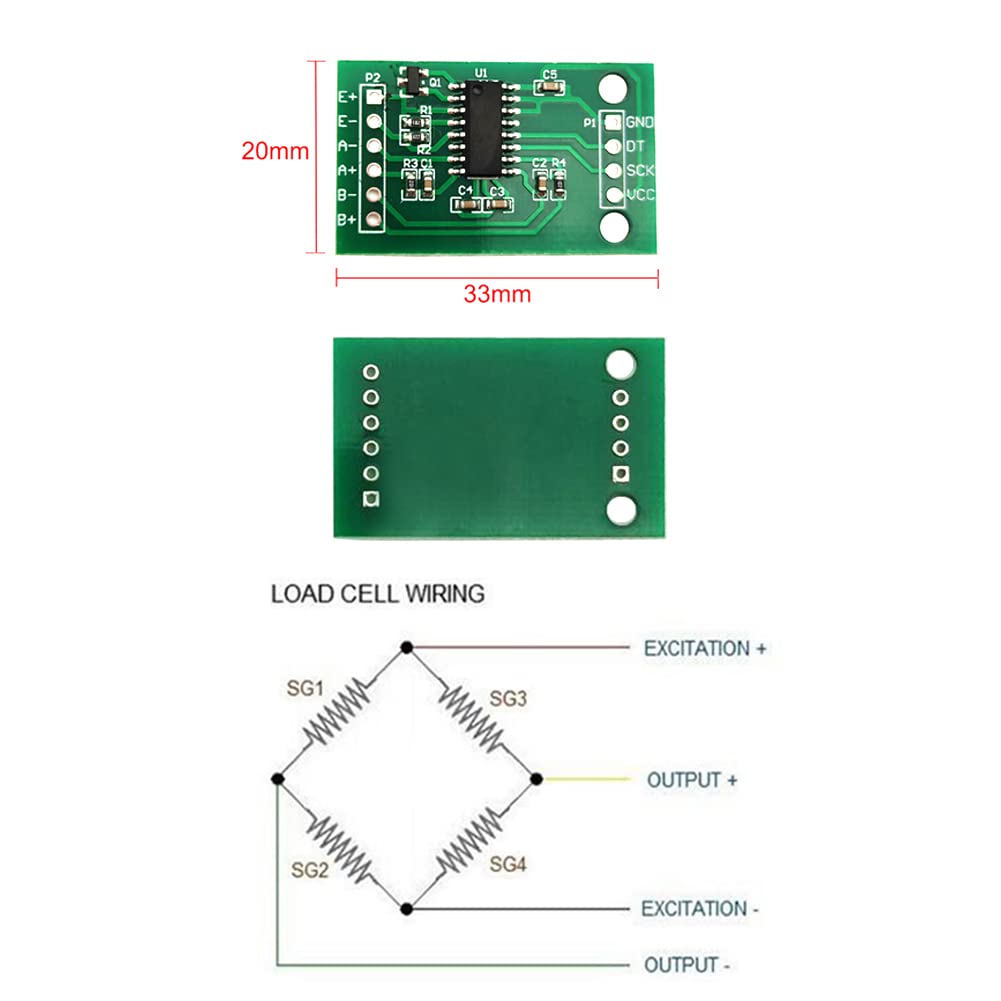 ShangHJ 4 Sets Digital Load Cell Weight Sensor + HX711 ADC Module Weighing Sensor for Arduino DIY Portable Electronic Kitchen Scale