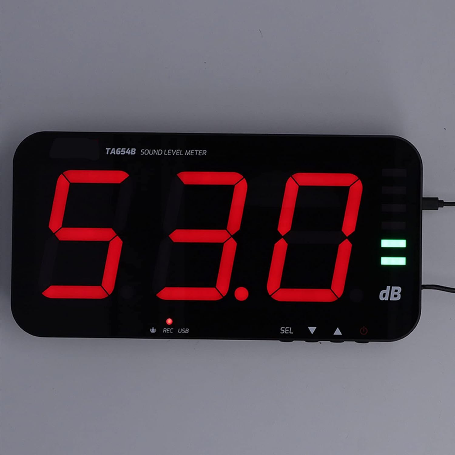 Wall Hanging Sound Level Meter, 30-130 DB Decibel Meter Sound Level Reader 13in Digital Screen Noise Monitoring Device for Office